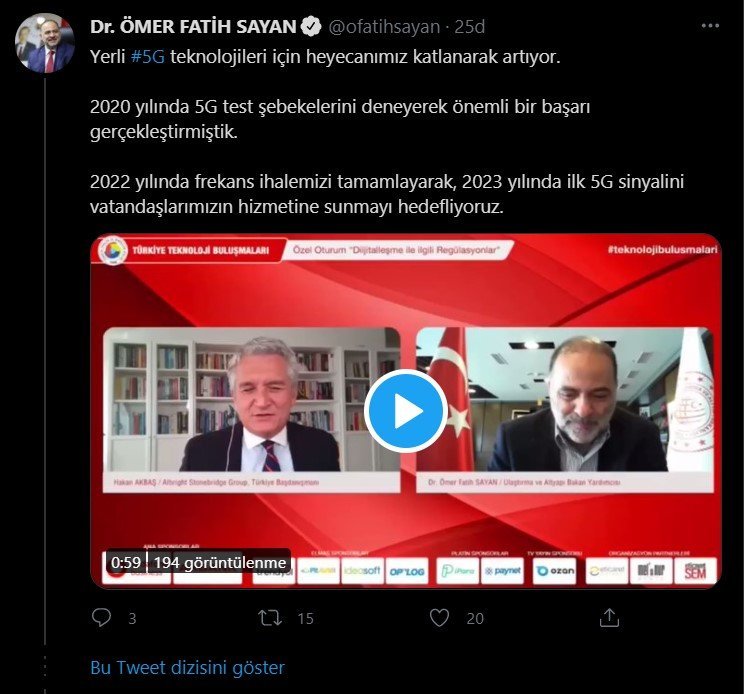 1-001 SON DAKİKA Bakan Yardımcısı Dr Ömer Fatih Sayandan 5G müjdesi Hizmete sunmayı hedefliyoruz