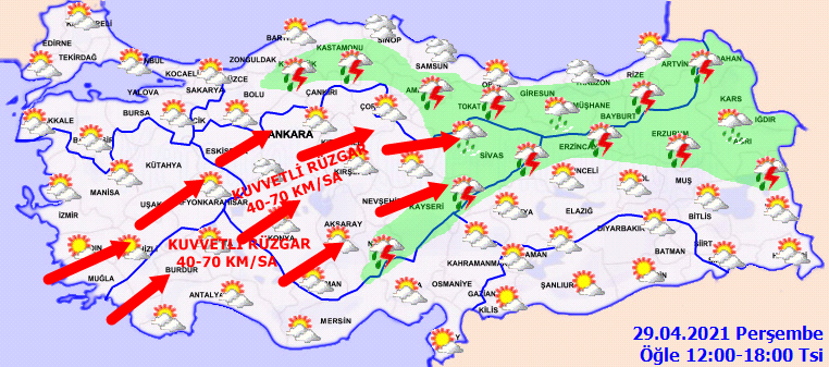 Sıcaklıklar hakimiyetini korusa da kuvvetli rüzgara dikkat! İşte 29 Nisan Perşembe hava durumu