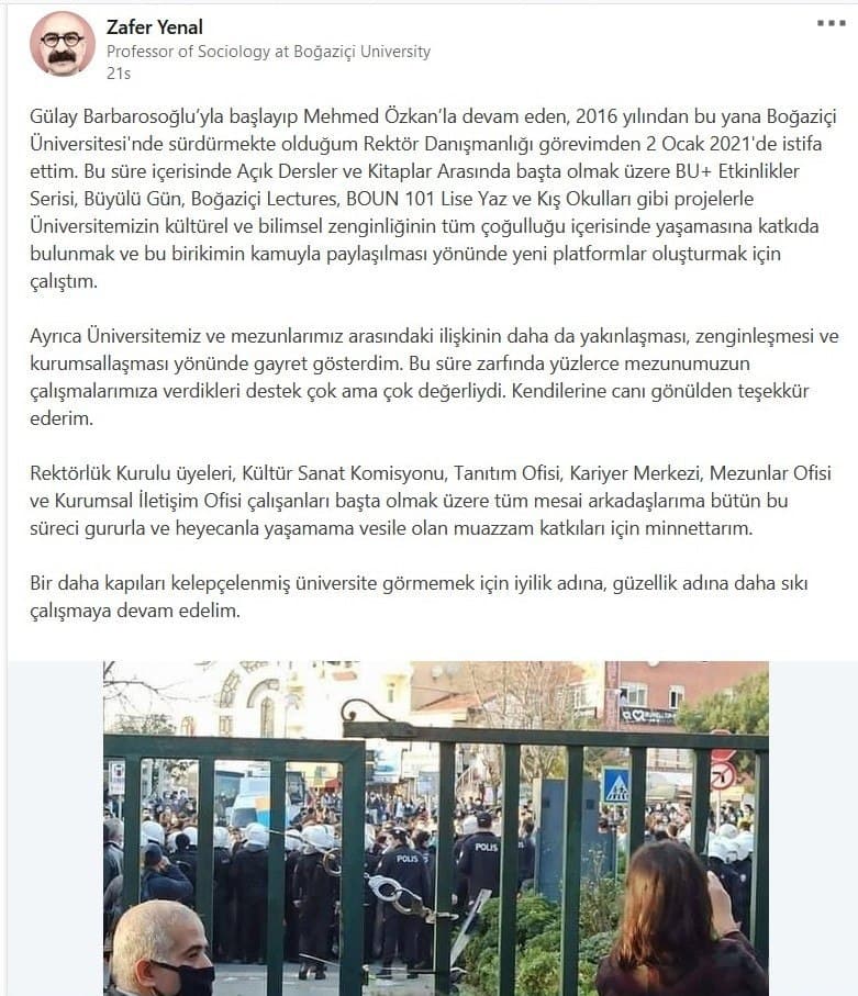 photo-2021-01-06-17-45-57 Boğaziçi Üniversitesi Rektör Danışmanı Prof. Dr. Zafer Yenal kimdir? Neden istifa etti?