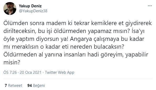 tweet2 Yakup Deniz kimdir? | Yakup Deniz Youtube kanalında Hz. Muhammed'e hakaret mi etti?