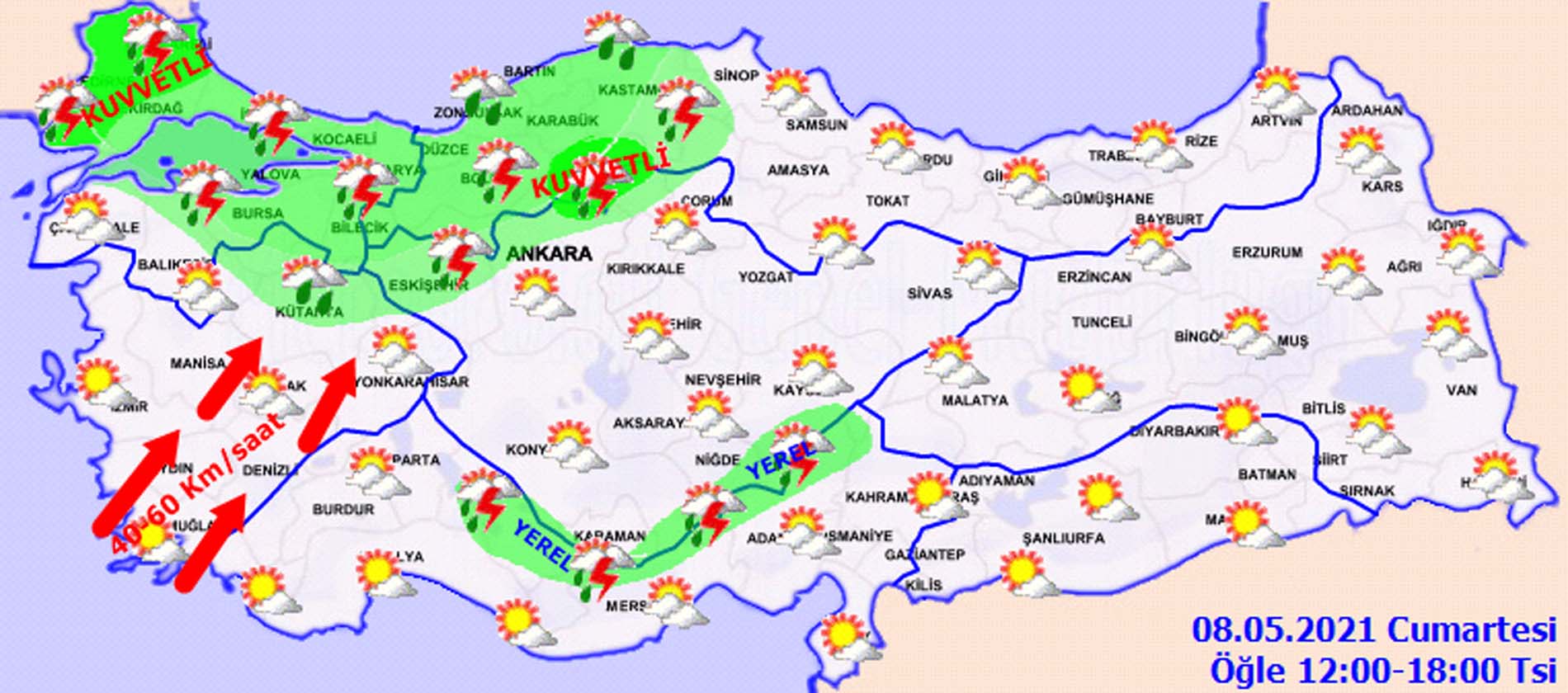 1218buyuk-5 Meteoroloji saat verdi, üstüne basa basa uyardı: Gök gürültülü sağanak yağış geliyor