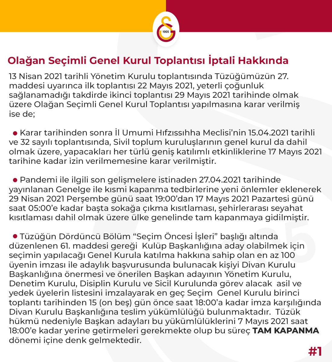 Galatasaray'da başkanlık seçimi iptal edildi