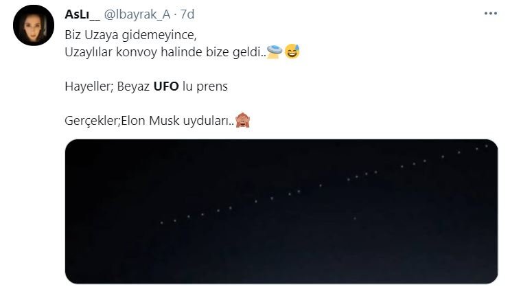 Gökyüzünde sıra halinde giden cisimler sosyal medyayı salladı!