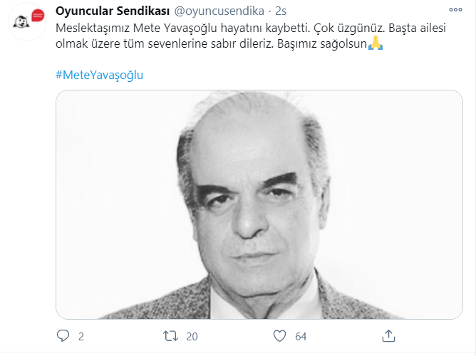 Oyuncu Mete Yavaşoğlu yaşamını yitirdi