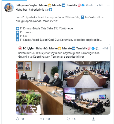 soylu SON DAKİKA Bakan Soylu dan Eren 2 Diyarbakır Lice Operasyonu nda etkisiz hale getirilen teröristlere ilişkin açıklama
