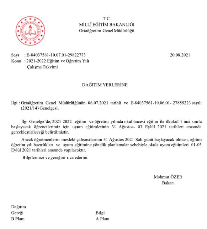 2021-2022 Öğretmen Mesleki Eğitim Takvimi Belli Oldu