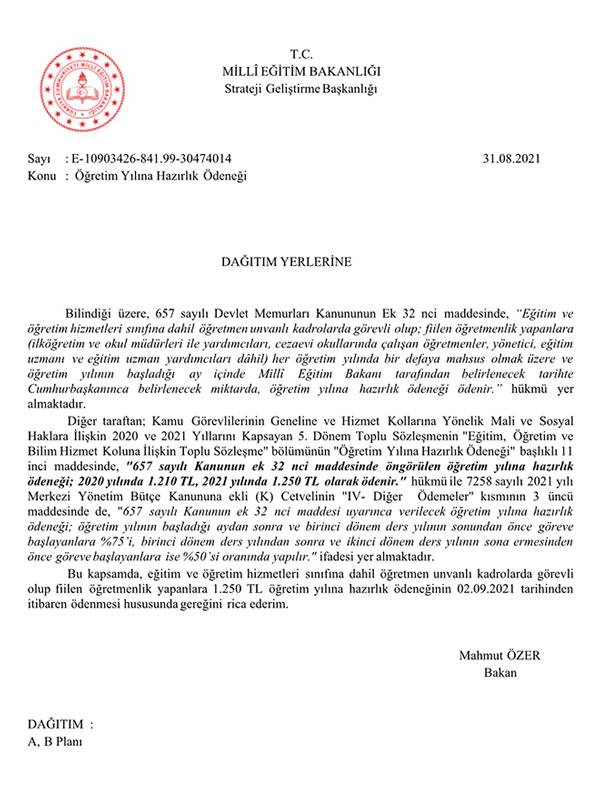 2021 Eğitim-Öğretim Yılına Hazırlık Ödeneği Ne Zaman Ödenecek, Ne Kadar